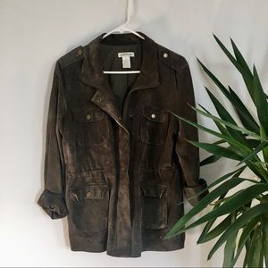 ORVIS olive green suede field jacket, sz L